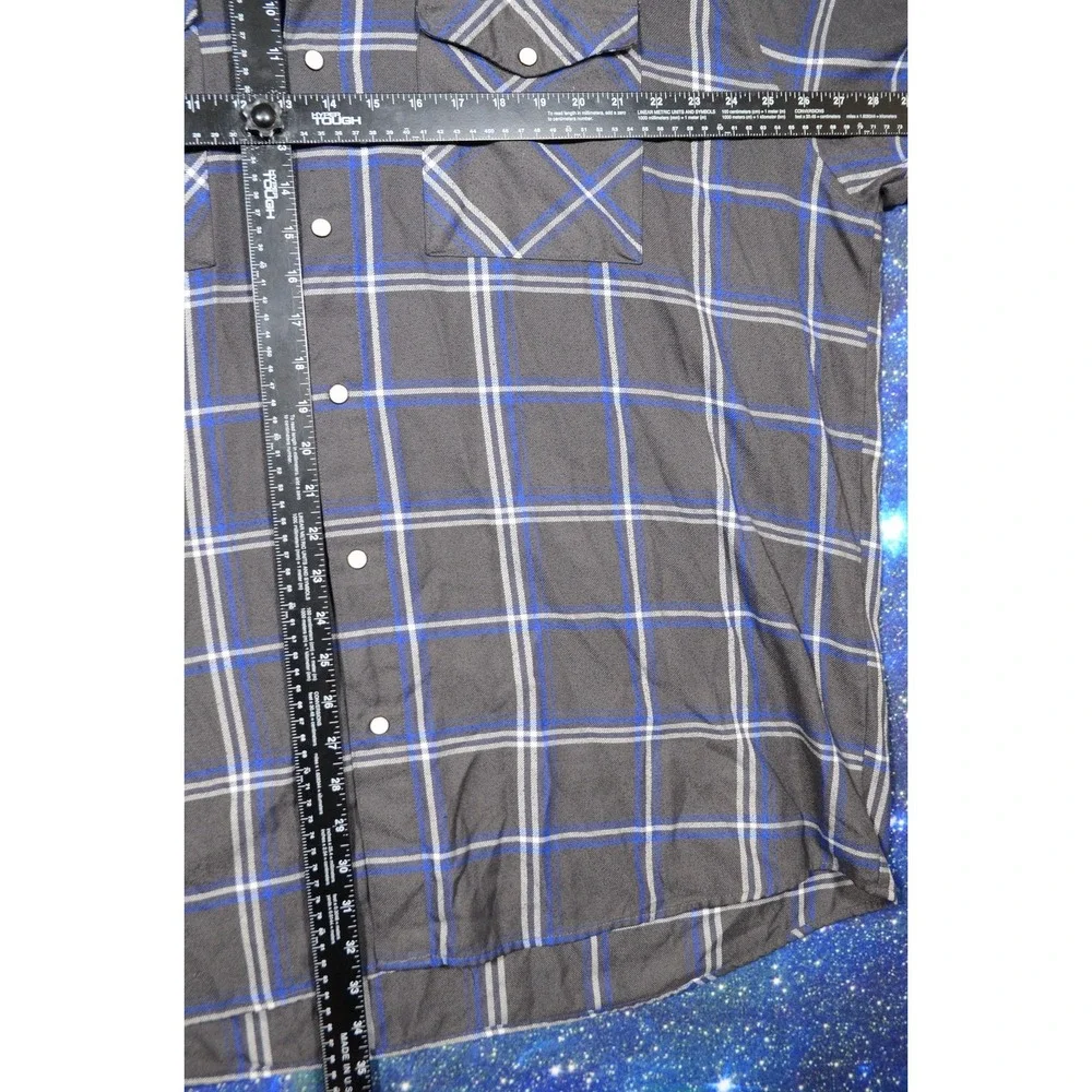 Dixxon Flannel Company Shirt Mens 3XL Gray Blue Plaid Snap‎ Performance Machine